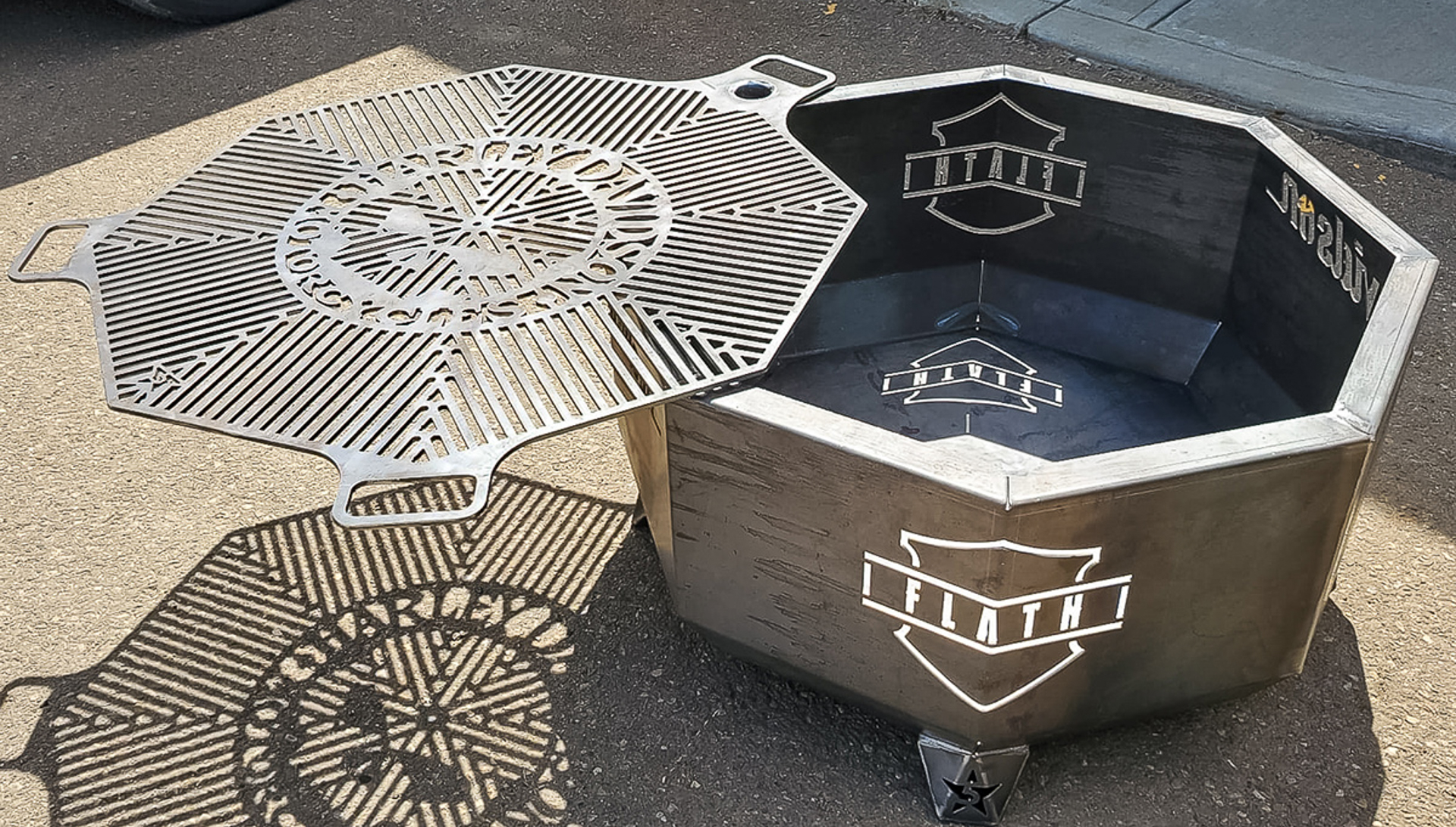 A custom metal fabricated fire pit by Five Star Industries